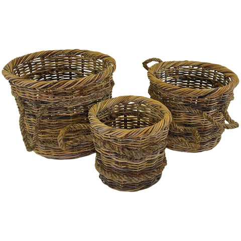 Rattan Basket Round, Brown