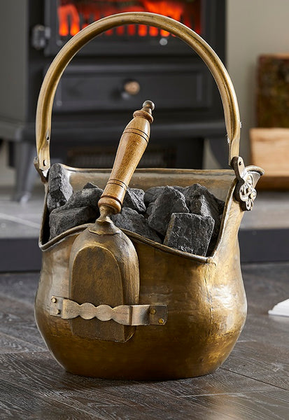 Antique Brass Coal Bucket